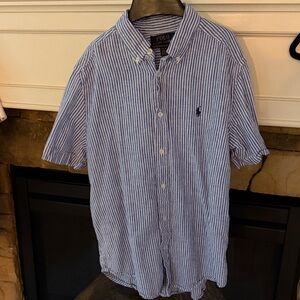 Polo by Ralph Lauren Light Blue & White Striped Short-Sleeve Button-Down